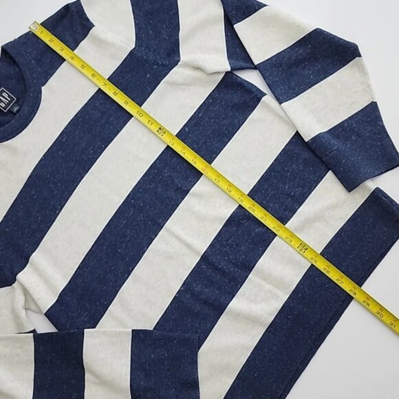 NWT Gap Mainstay Crewneck Long Sleeves Top Speckled Navy Off White Bands Size L - Picture 10 of 10
